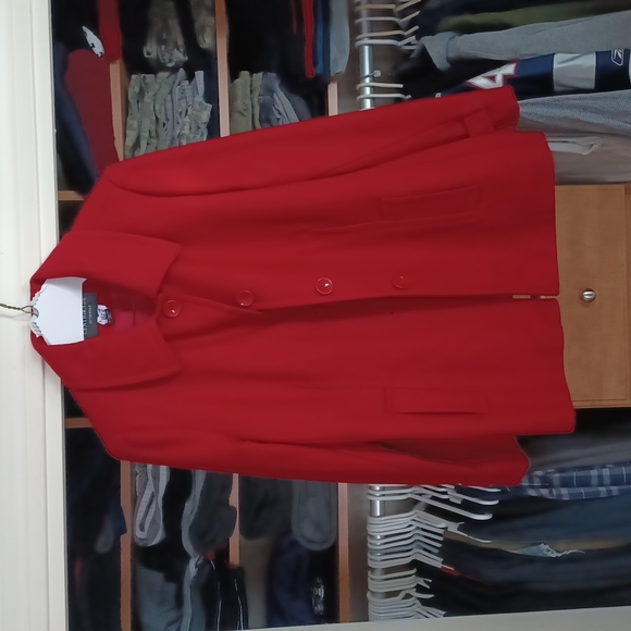 Womens red wool coat - Picture 1 of 4